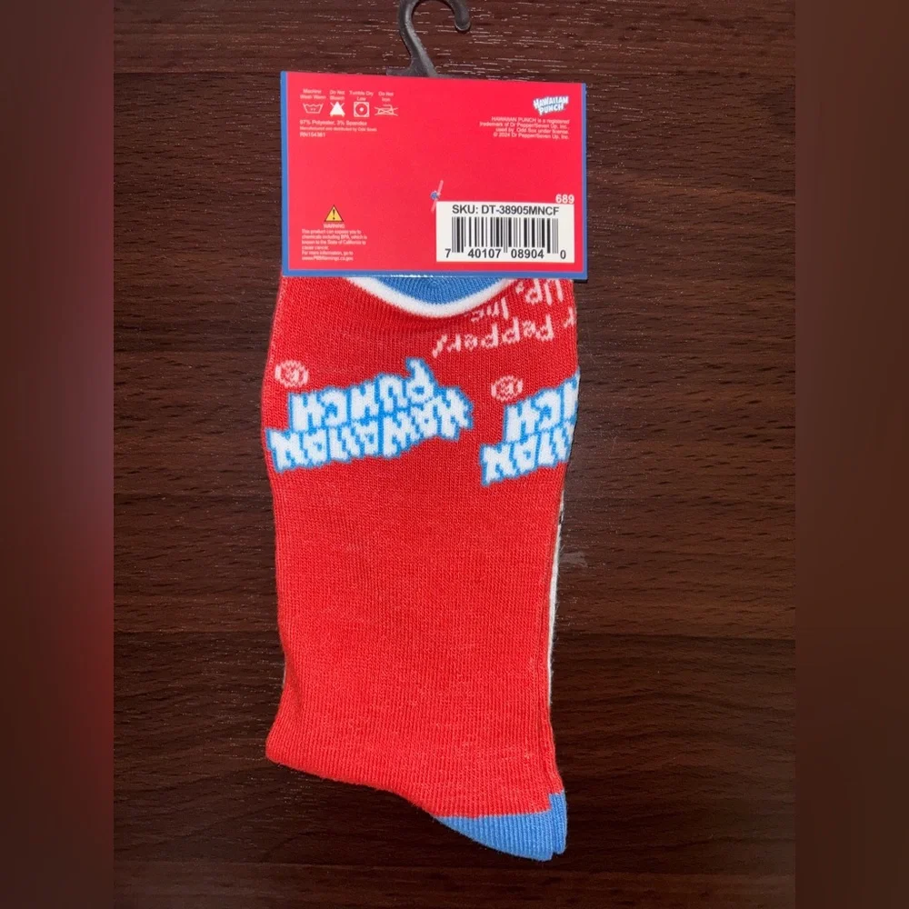HAWAIIAN PUNCH NOVELTY CREW SOCKS NWT MEN’S SHOE SIZE 6-12